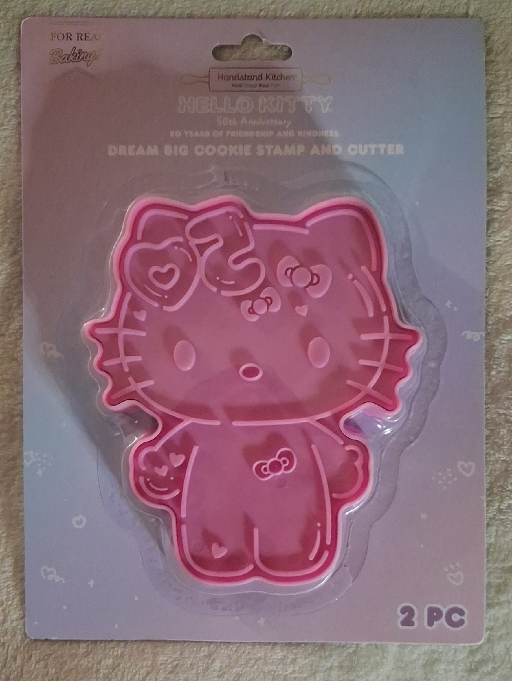 Hello Kitty Pink Character Cookie Cutter & Stamp Set NEW